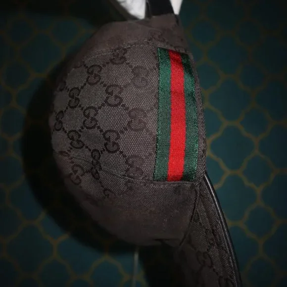 SOLD -- Gucci Sherry Web Black Monogram GG Baseball Cap Hat - Picture 3 of 10